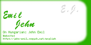 emil jehn business card
